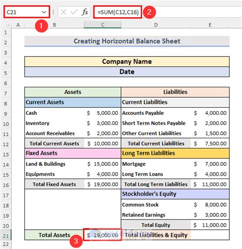 Create Horizontal Balance Sheet Format in Excel - ExcelDemy