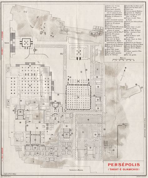 PERSEPOLIS vintage ground plan. Iran 1956 old vintage map chart