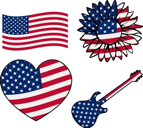 America Patriotic Design. 4th of July Patriotic Symbols Sunflower . Independence day symbol with ...