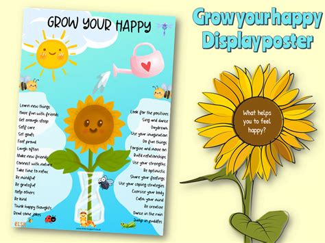 'Grow your happy' positive display poster - Elsa Support