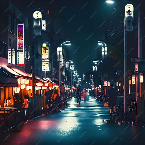 Premium Photo | Night of Japan Street food people wallpaper