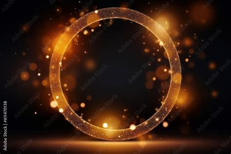 Gold circle frame with golden light effects. Generative AI Stock ...