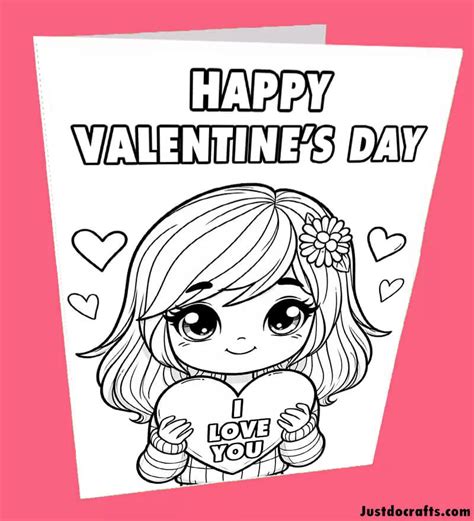 Coloring Valentine’s Day Cards. Free template - Just Do Crafts