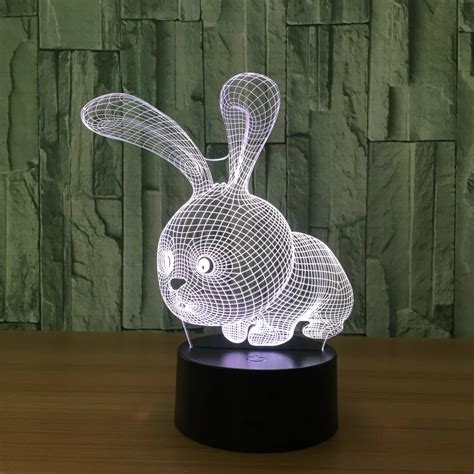 The Rabbit 3D Small Night Light Baby LED USB Desk lamp Color Chang ...