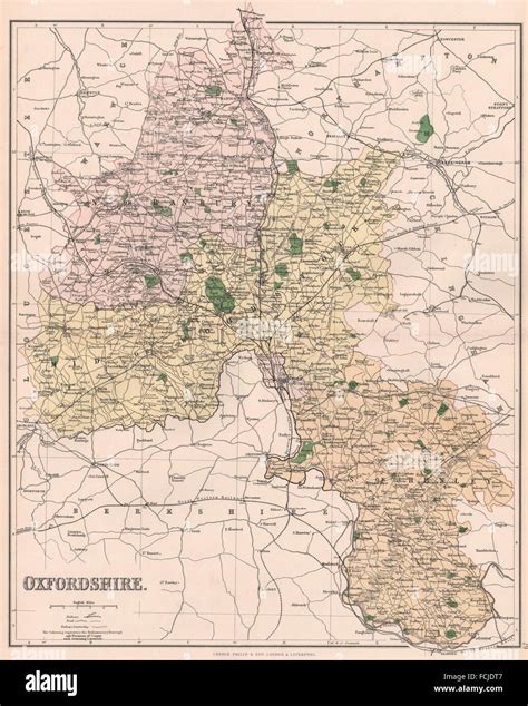 OXFORDSHIRE: County map. Banbury Woodstock & Henley constituencies ...