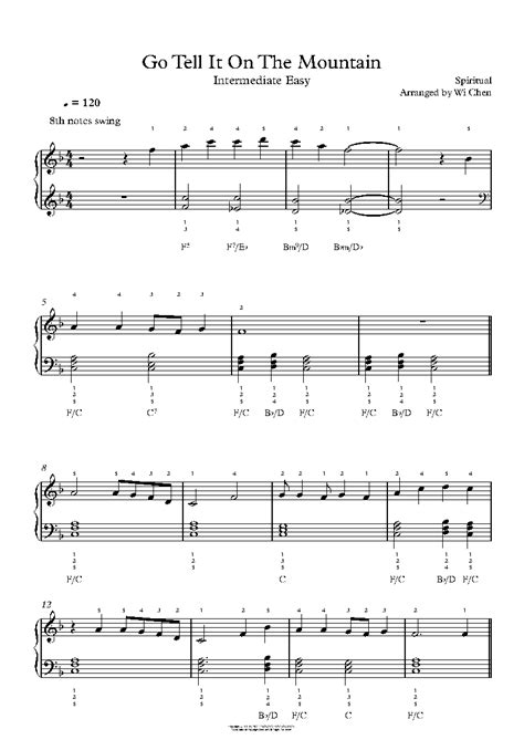 Go Tell It On The Mountain by Traditional Sheet Music & Lesson | Intermediate Level