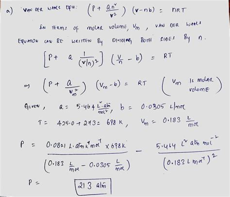 [Solved] The van der Waals equation of state was designed (by Dutch ...