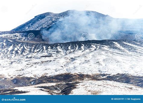 Snow in Mount Aso stock image. Image of volcano, located - 48520191