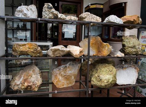 Raw gems displayed in a gem museum, Ratnapura, Sri Lanka Stock Photo ...