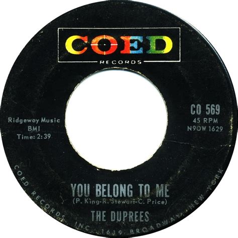 The Duprees - You Belong to Me | Dupree, 60s music, Coed