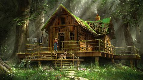 forest hut, Quentin Mabille on ArtStation at… | ファンタジーハウス, 森林, 風景 イラスト