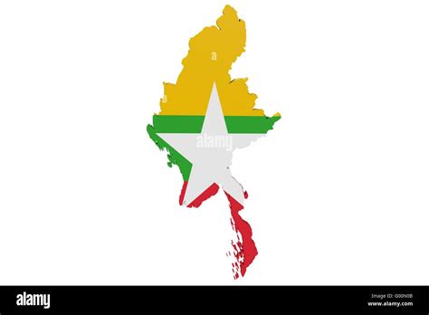 Myanmar Flag Map Stock Photo - Alamy