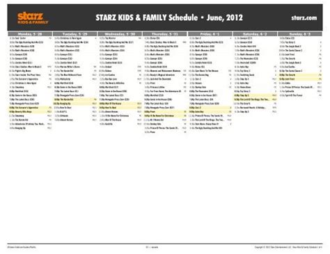 STARZ KIDS & FAMILY Schedule - June, 2012