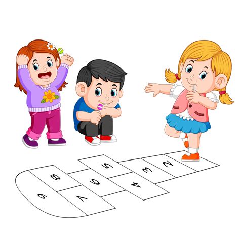 Premium Vector | Children playing hopscotch