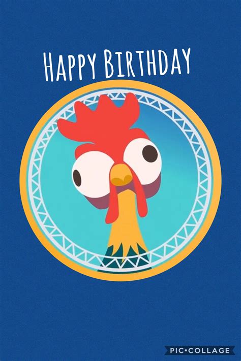 a happy birthday card with a cartoon chicken on it's face and the words happy birthday