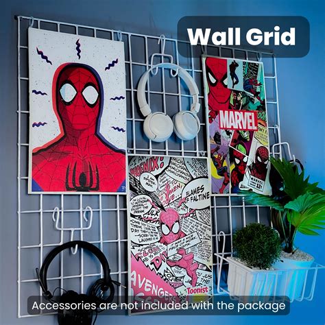 White Wall Grid with 1 Grid Tray and 2 Hooks for Wall Decoration – Tools Terminal | Premium PC ...