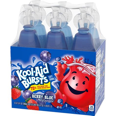 Kool Aid Bursts Berry Blue Kids Drink, 6 ct Pack, 6.75 fl oz Bottles - Walmart.com | Kid drinks ...