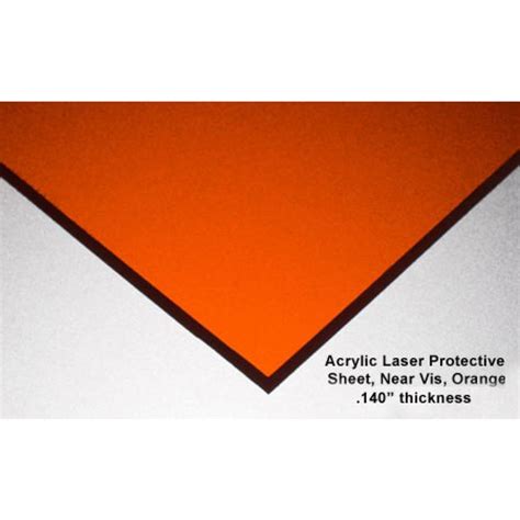 Near VIS Laser Protective Acrylic Sheet Orange 0.140" Thickness