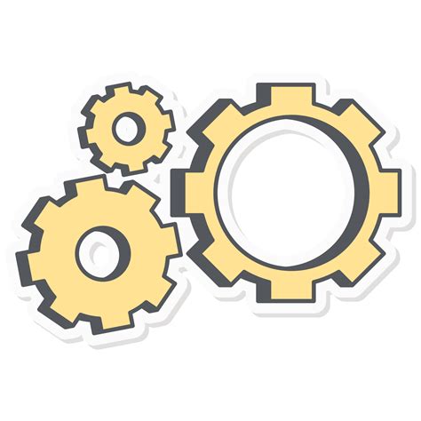 Rotating Gear Symbol Work Together Infographics Sticker Company Budget ...