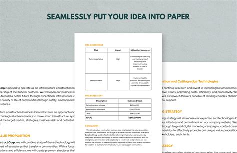 Infrastructure Construction Business Idea in Google Docs, Word ...