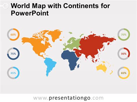 World Map with Continents for PowerPoint | World map continents, World ...