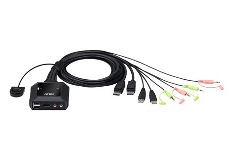 2-Port USB DisplayPort Cable KVM Switch with Remote Port Selector ...