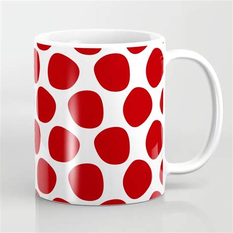 Classic red and white large polka dots pattern Coffee Mug by sunshineprints | Society6 | Mugs ...