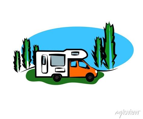 Mobile home cartoon. vector illustration. posters for the wall ...