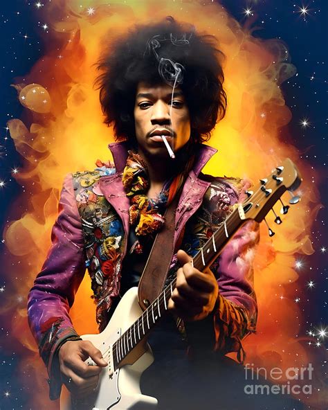 Jimi Hendrix Portrait Play Guitar Digital Art by Mark Ashkenazi - Fine Art America