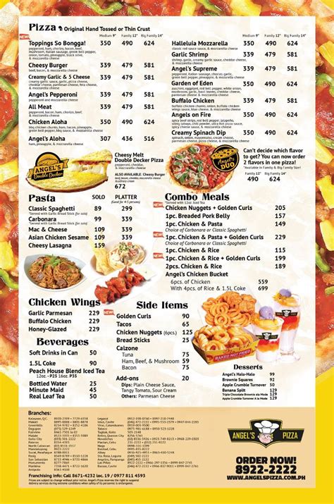 Angel's Pizza Menu - Jon to the World Blog