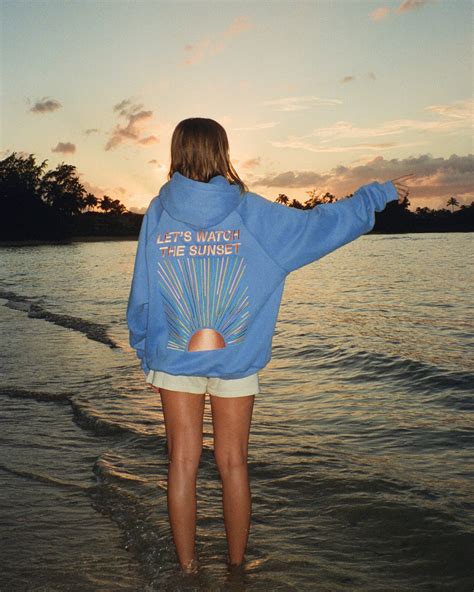 "Let's Watch the Sunset" Oversized Lux Hoodie in Blue