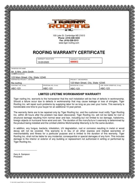 Warranty Certificate Template Free.pdf | Private Law | Nature