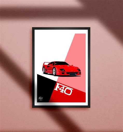 Ferrari F40 Print Ferrari F40 Wall Art Supercar Print | Etsy