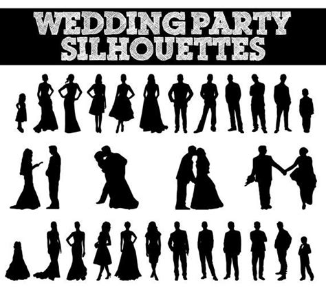 Wedding Party Silhouettes // Wedding, Bride, Bridesmaid, Groomsman ...