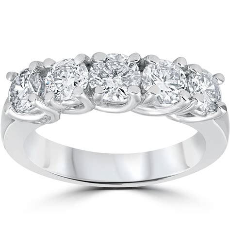 1 1/2ct Real Diamond Wedding Anniversary Band Womens 14k White Gold Ring | eBay