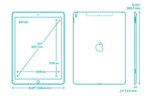 Apple iPad Pro - 12.9” (2nd Gen) - 2017 Dimensions & Drawings | Dimensions.Guide