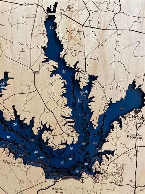 Sam Rayburn Reservoir Map Sam Rayburn Map Custom Lake Art | Etsy