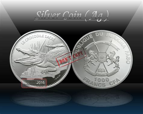 Burkina Faso 1000 Francs 2016 " Crocodile " Silver Coin (ag 999/1000) Prooflike
