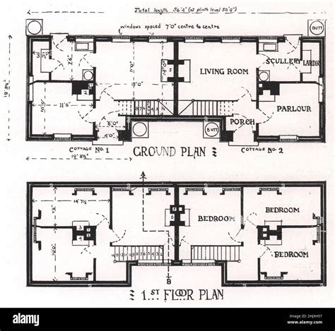 Cottages, Burton manor estate, Neston, Cheshire: Ground Plan, 1st Floor ...