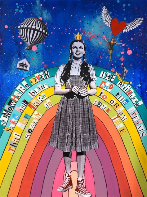 Somewhere over the Rainbow- Mixed media collage Collage by Erika C Brothers | Saatchi Art