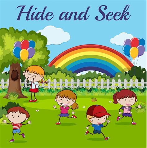 Children playing hide and seek | Premium Vector