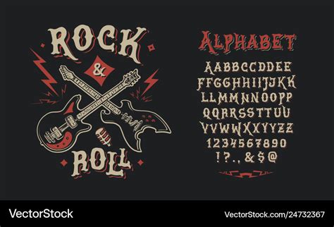 Font rock n roll Royalty Free Vector Image - VectorStock