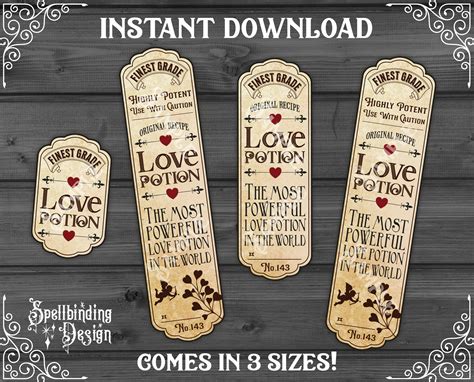 Love Potion Labels 3 Sizes Printable Blank Apothecary | Etsy