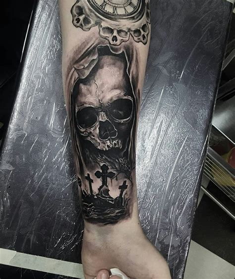 Skull tattoo - arrethai | Skull sleeve tattoos, Cool tattoos for guys, Tattoos for guys