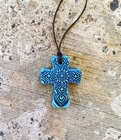 Large Blue Cross Necklace