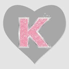 Pink Glitter letter K Heart Stickers on PopScreen