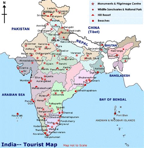 India Tourist Map, Tourist places in India, Tourist spots of India ...