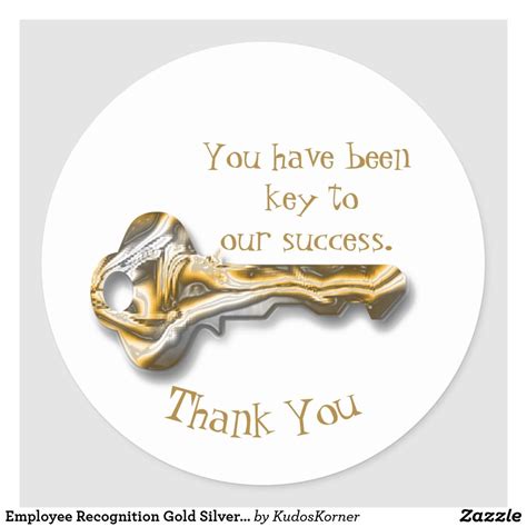 Employee Recognition Gold Silver Key Professional Classic Round Sticker ...