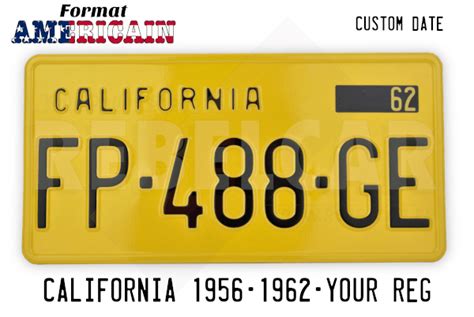 California Yellow US USA License Plate Number Plate Embossed Custom