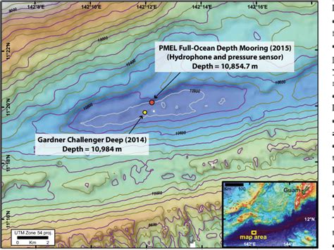 Bathymetric map of Challenger Deep, Mariana Trench (after Gardner et ...